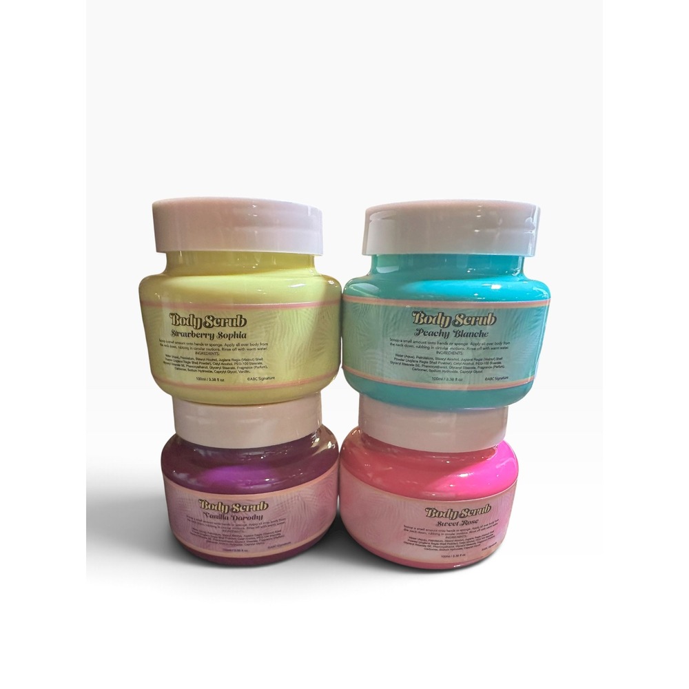 Golden Girls Body Scrub Set of 4 Strawberry Peachy Vanilla Sweet Rose 3.38oz - Picture 4 of 5